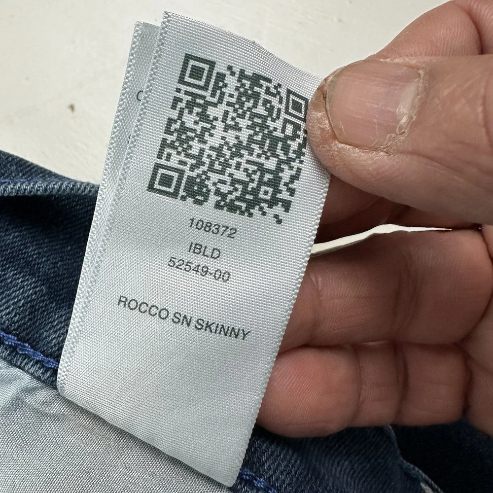 True Religion Rocco SN Relaxed Skinny Jeans Men 36x32 Blue Flap Pockets Stretch